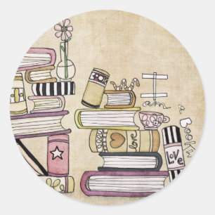ik ben een boekenworm ronde sticker