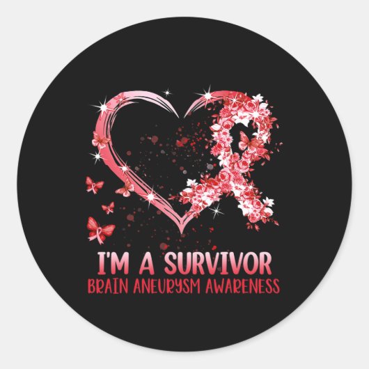 Ik ben een Brain Aneurysm Warrior Awareness Suppor Ronde Sticker (Voorkant)