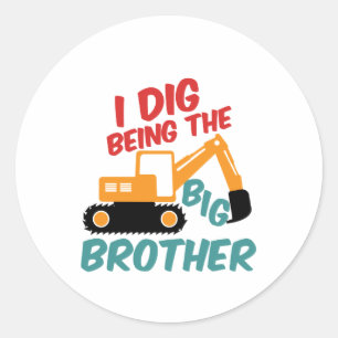 Ik ben een Cartoon van de Big Brother Excavator Tr Ronde Sticker