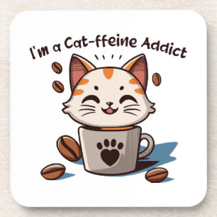 Ik ben een Cat-ffeine verslaafde Bier Onderzetter