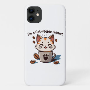Ik ben een Cat-ffeine verslaafde iPhone 11 Hoesje