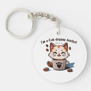 Ik ben een Cat-ffeine verslaafde Sleutelhanger