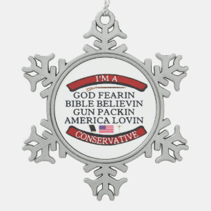IK BEN EEN CONSERVATIEF TIN SNEEUWVLOK ORNAMENT