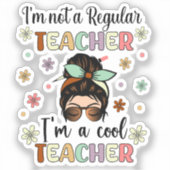 Ik ben een coole leraar, grappige leraar waarderin sticker (Voorkant)