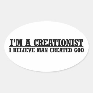 Ik ben een creationistische, grappige atheïstische ovale sticker