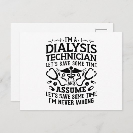 Ik ben een Dialysis Technicus Nephrology Tech Dial Briefkaart (Voorkant / Achterkant)