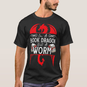 Ik ben een draak, geen worm, grappige boekenlezers t-shirt