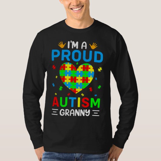 Ik ben een echte autisme Granny Autism Awareness A T-shirt (Voorkant)