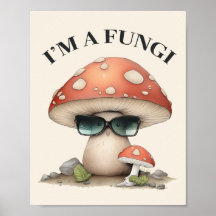 "Ik ben een Fungi" Cute Mushroom met zonnebrillen