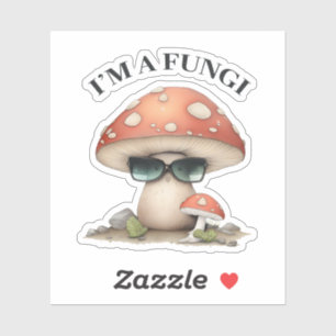 "Ik ben een Fungi" Cute Mushroom met zonnebrillen Sticker