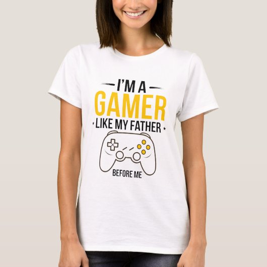 Ik ben een gamer zoals mijn vader grappig t-shirt (Voorkant)