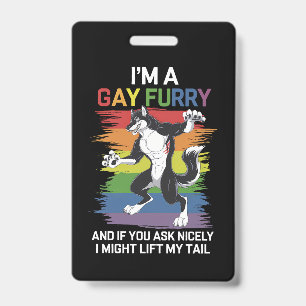 Ik ben een Gay Furry Fox Rainbow LGBTQ Pride Badge