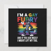 Ik ben een Gay Furry Rainbow Fox Wolf Pride Month Kaart (Voorkant)