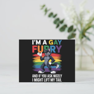 Ik ben een gay furry regenboog vos wolf pride mont briefkaart