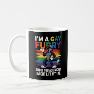 Ik ben een gay furry regenboog vos wolf pride mont koffiemok