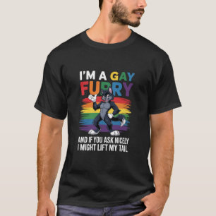 Ik ben een gay furry regenboog vos wolf Pride Mont T-shirt