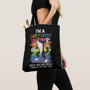Ik ben een gay furry vos regenboog LGBTQ trots Draagtas