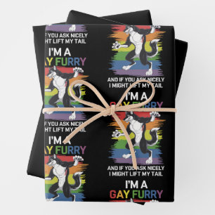 Ik ben een gay furry vos regenboog LGBTQ trots Inpakpapier Vel