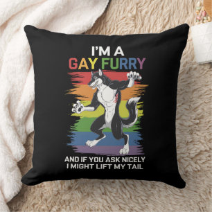 Ik ben een gay furry vos regenboog LGBTQ trots Kussen