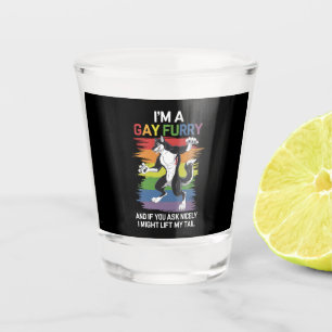 Ik ben een gay furry vos regenboog LGBTQ trots Shot Glas