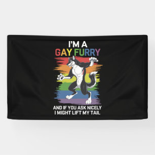 Ik ben een gay furry vos regenboog LGBTQ trots Spandoek