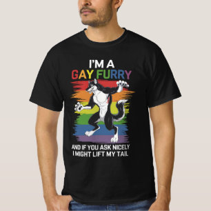 Ik ben een gay furry vos regenboog LGBTQ trots T-shirt