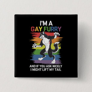 Ik ben een gay furry vos regenboog LGBTQ trots Vierkante Button 5,1 Cm