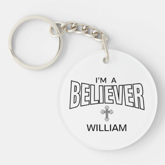 Ik ben een Gelovige Gepersonaliseerde Acryl Sleute Sleutelhanger (Voorkant)