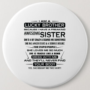 Ik ben een gelukkige broeder cadeautje voor broer ronde button 6,0 cm