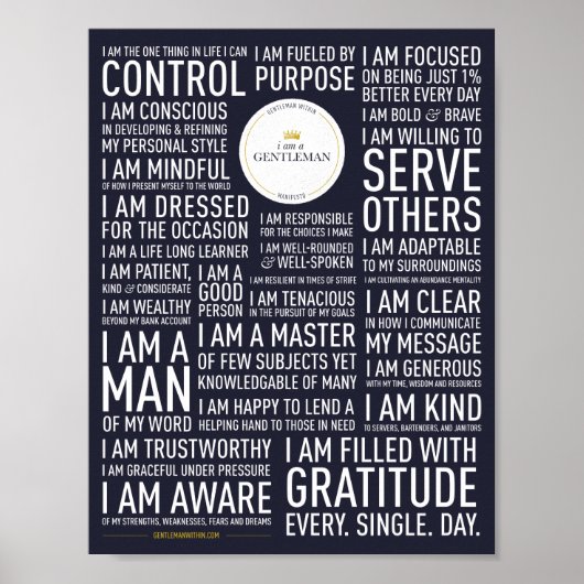 Ik ben een Gentleman Manifesto Poster (blauw) (Voorkant)