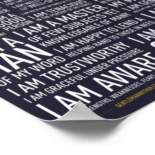 Ik ben een Gentleman Manifesto Poster (blauw) (Hoek)