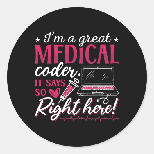 Ik ben een geweldige ICD-coderingsprogrammeur voor Ronde Sticker (Voorkant)