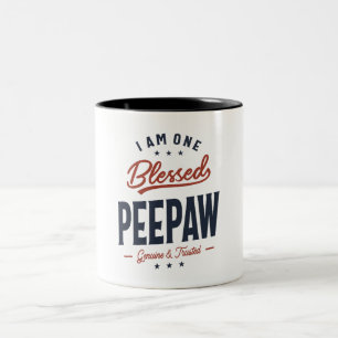 Ik ben één gezegend peepaw ontwerp tweekleurige koffiemok