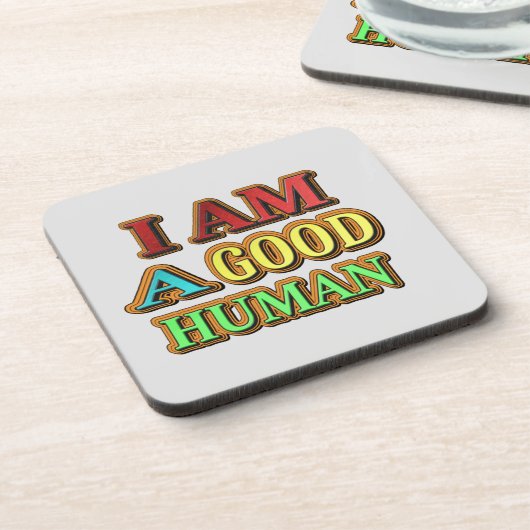 "Ik ben een goed menselijk" kutmodel. Nu kopen Bier Onderzetter (Linkerzijde)