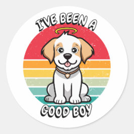 Ik ben een goede jongen geweest - gelukkige hond ronde sticker