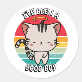Ik ben een goede jongen geweest - tabby kat ronde sticker