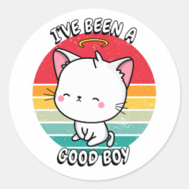 Ik ben een goede jongen geweest - witte kat ronde sticker