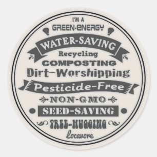 Ik ben een groen ronde sticker