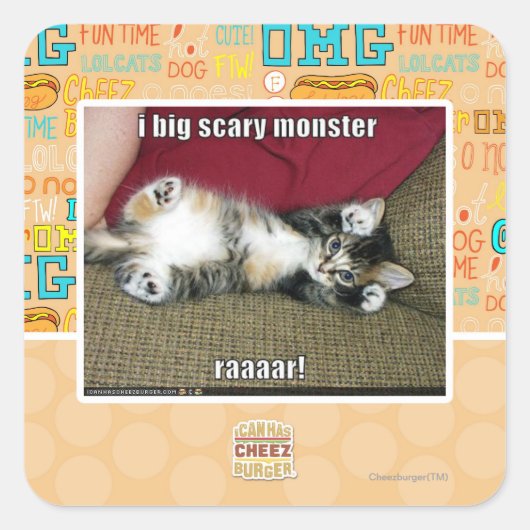 Ik ben een groot eng monster vierkante sticker (Voorkant)