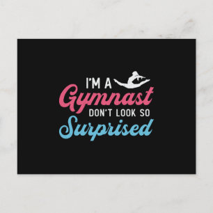 Ik ben een gymnast die niet zo verbijsterd lijkt. briefkaart