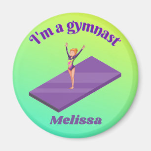 Ik ben een gymnast, meisje met leotard op Paarse G Magneet