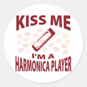 Ik ben een Harmonica speler Ronde Sticker