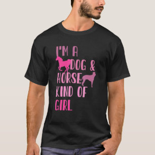 Ik ben een hond en paard soort meisje Retro Paw Ho T-shirt