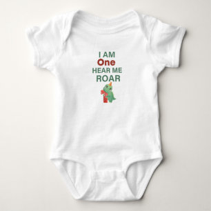 Ik ben één Hoor me Brullen Verjaardag baby T-Rex V Romper