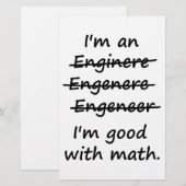 Ik ben een ingenieur die ik goed in Wiskunde ben Briefpapier (Voorkant / Achterkant)