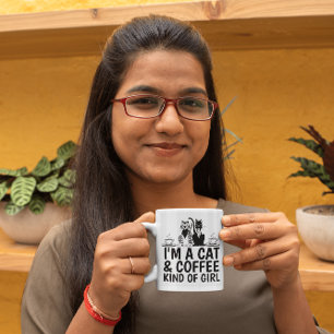 IK BEN EEN KAT EN KOFFIE SOORT MEISJE, KOFFIE MUGS KOFFIEMOK