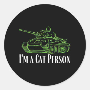 ik ben een kat persoon Panzer tijger tank model en Ronde Sticker