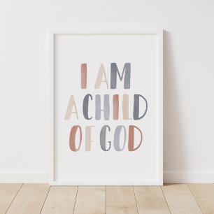 Ik ben een kind van God Boho kinderkamer decor Poster