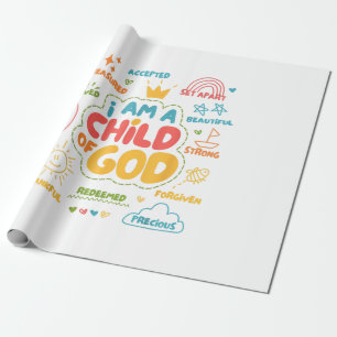 Ik ben een kind van God Christelijk Retro Jesus Fa Cadeaupapier