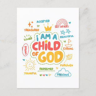 Ik ben een kind van God Christelijk Retro Jesus Fa Informatiekaartje